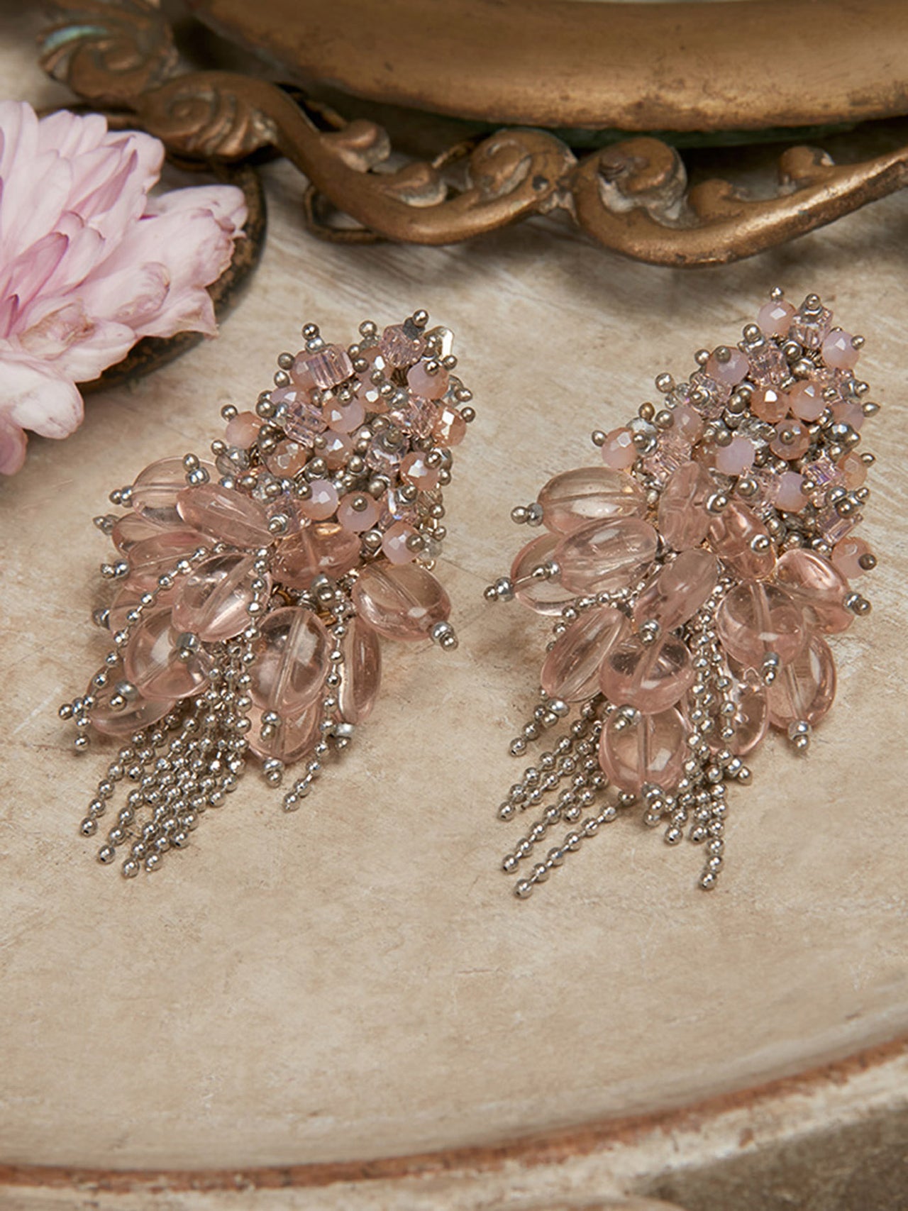 Pink Stone Earrings for Gown by FashionCrab® - FashionCrab.us